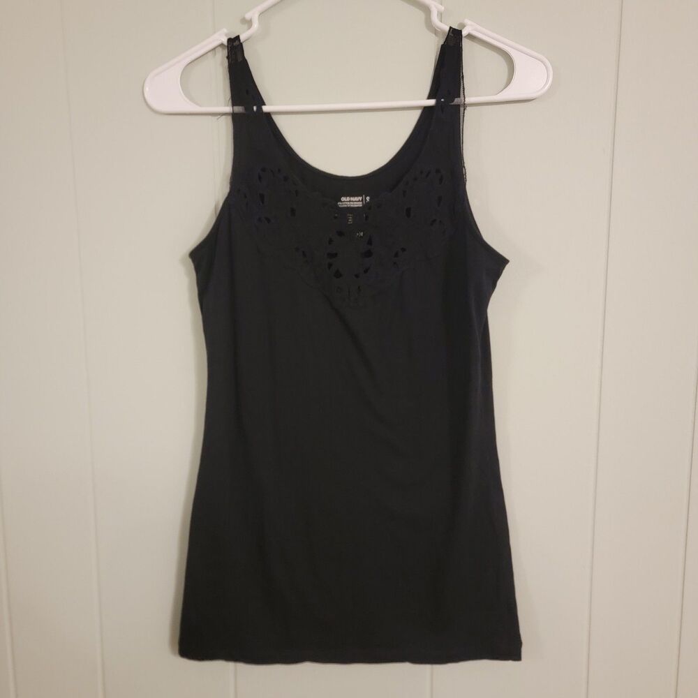 Vintage Y2K Old Navy Womens Fitted Tank Top‎ Size Small Eyelet Whimsigoth Goth